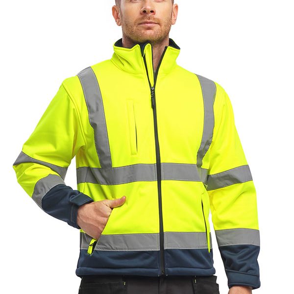 Izrasa™ SM-02 Softshell Kumaş Yüksek Görünüm Reflektörlü Kolları Çıkmalı Sarı Mont